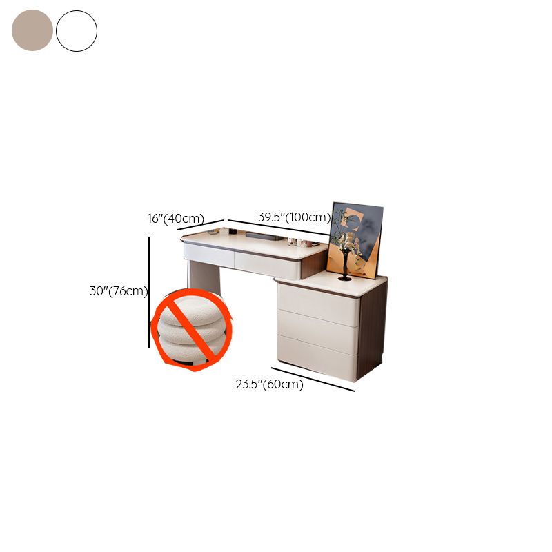 Modish Large Makeup Vanity with Natural Wood Table Top and 8/5 Drawers
