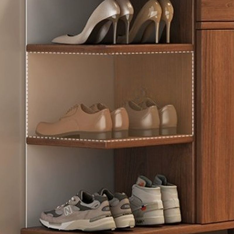 Engineered Wood 5 Tiers/6 Tiers Shoe Stack with Shelf, Drawers, Gate, Dustproof Cover, and Closed Back