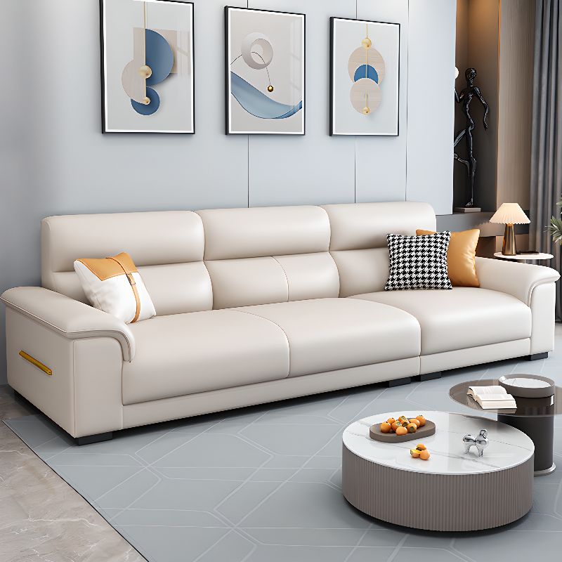 Contemporary Modern Solid Color Scratch-immune White Standard Sofa, 4-seater, 3, or 5, with 4, 3, or 5 Pillows