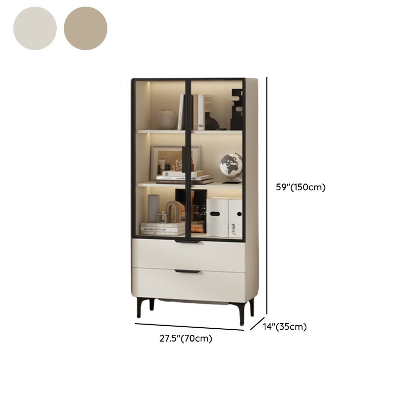 Detached Accent Cabinet with Damp-proof, Scratch-immune Glazed Door, Grip Bars in Chalk, and Soft Close Drawer