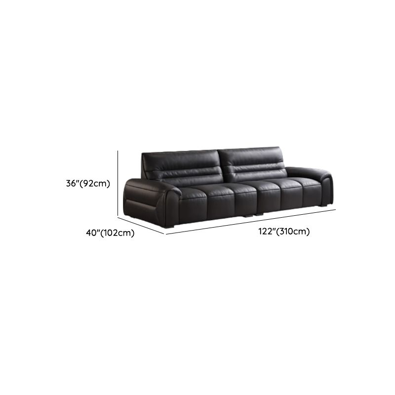 Modish Solid Color Stain Resistant Standard Sofa in Midnight Black Pu Leather, Seats 4/Seats 3/2-seater with 2 Pillows