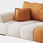 Contemporary Modern Stain Resistant Solid Color Standard Sofa in Off-White/Amber Flannel, Seats 4/3 with 2 Pillows