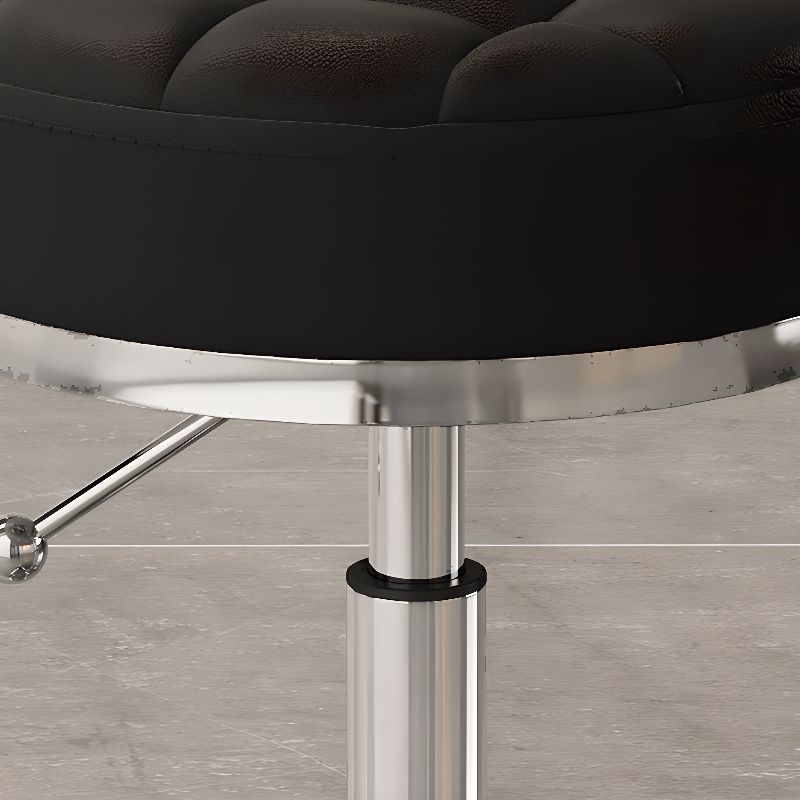 Work Stool with Rollers, Upholstered Steel Seat