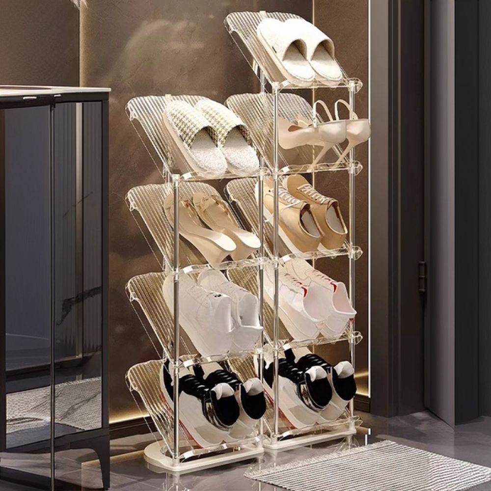 Art Deco Polymerized Material Rectangle Shoe Rack for 1-10 Pairs in Drawing Room with Individual Shoe Cubby Holes