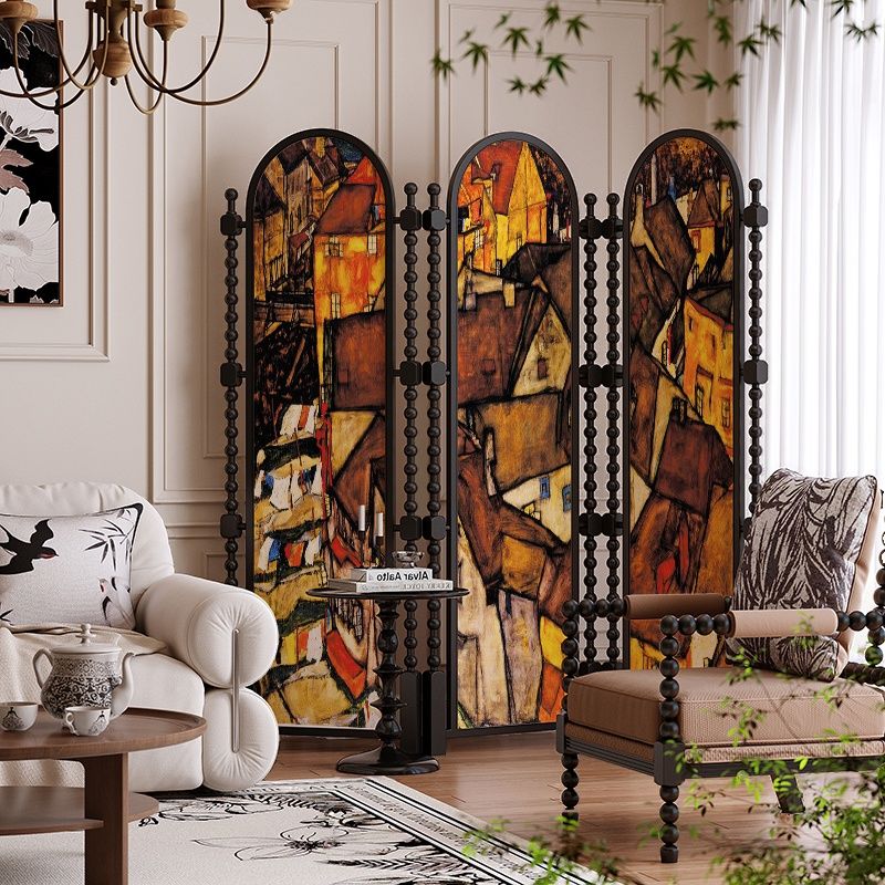 Ink Opaque Fold-up Screen Divider with Double Sided Print and Independent Design