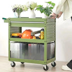 3 Tiers Independent Wheels Steel Rolling Utility Cart, All Ages