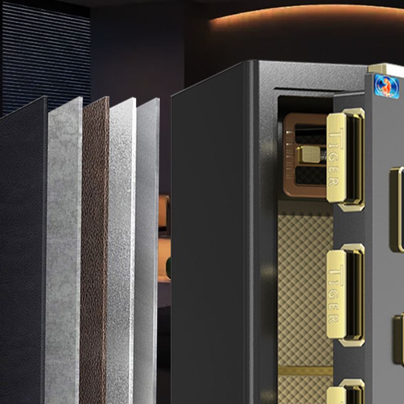 Steel Security Safe with Battery, Tamper Resistant, Keys, Interior Light, Interior Lining, and Shelves