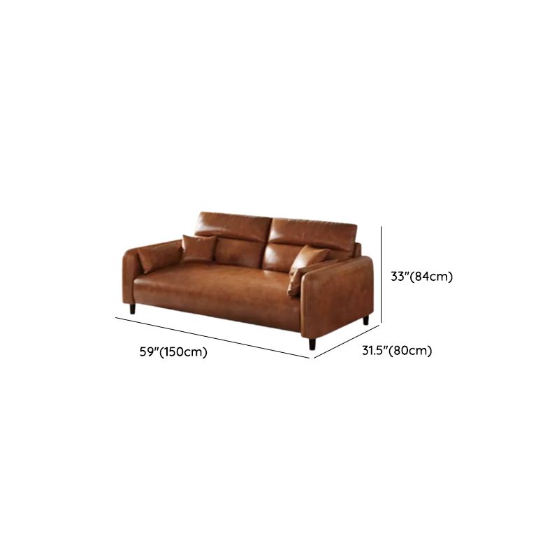 Modish Solid Color Stain Resistant Standard Sofa/Loveseat in Auburn, 3-Seater/4-Seater/5 Person with 2 Pillows