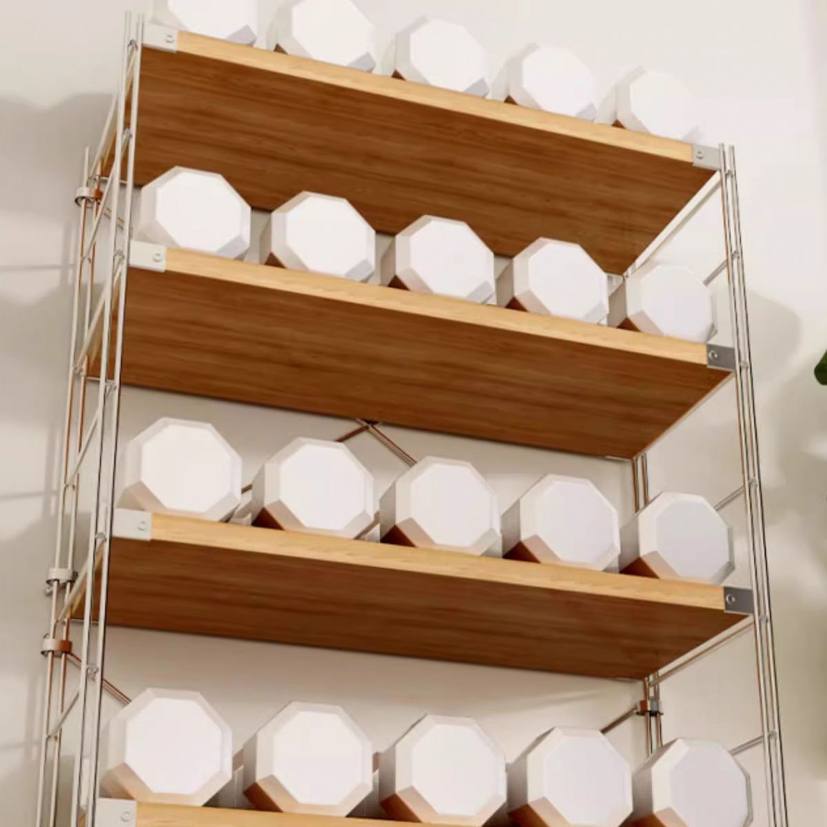 Art Deco Solid Wood Rectangle Shoe Rack with Nature Finish and Adjustable Shelves for 11-20 Pairs in Drawing Room