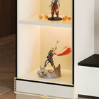 Elegant Glass Display Cabinet with Wood and Lighting Included