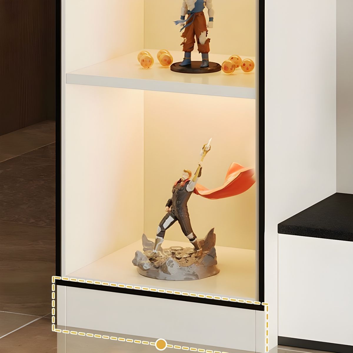 Elegant Glass Display Cabinet with Wood and Lighting Included