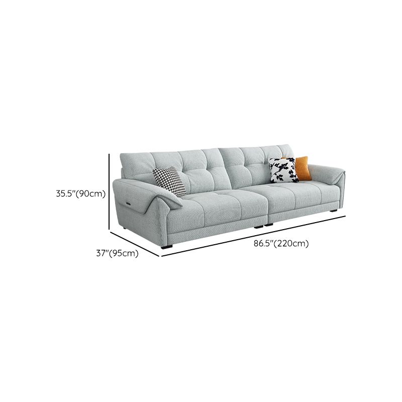 Standard Sofa with Cotton Upholstery in Light Gray and 3 Pillows