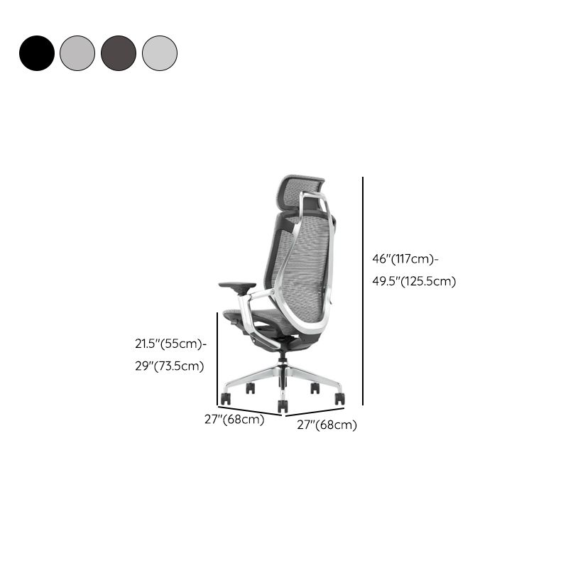 Aluminum Frame Glide Multi-levelled Monochromatic Office Chair with Arm, Rollers, Lumbar Support and Adjustable Backrest
