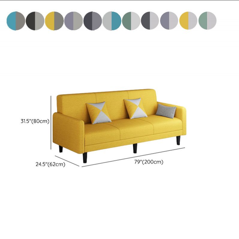 Convertible Sofa in Gray/Cerulean/Off-White with Armrest and 3 Pillows