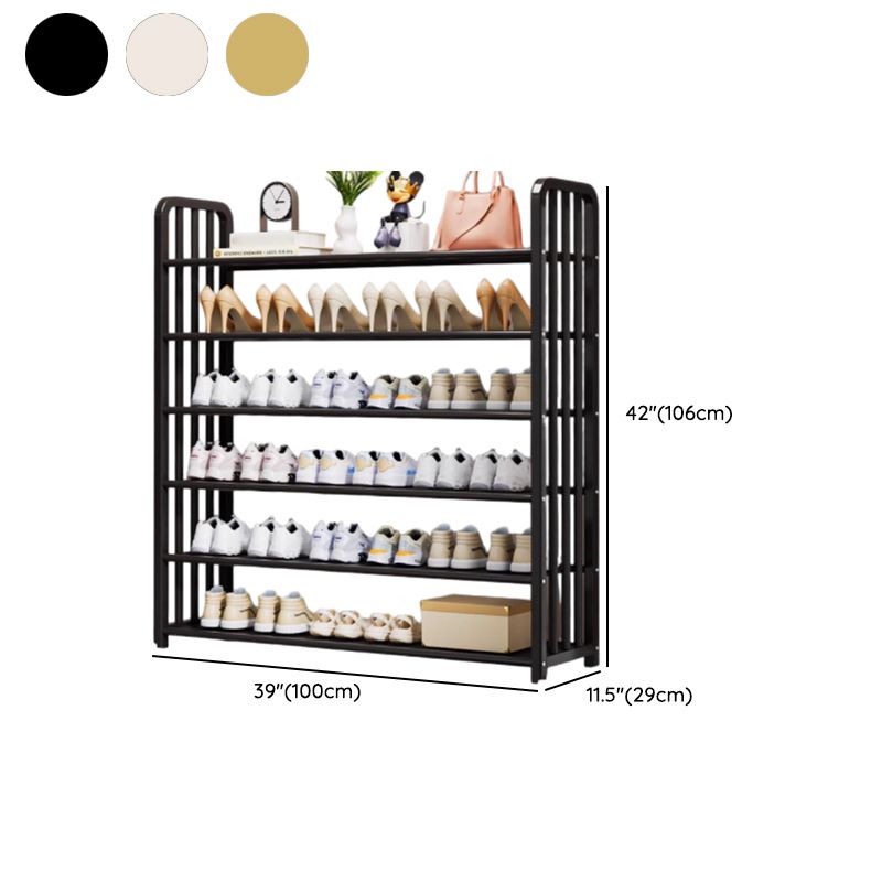 Art Deco/Glam Alloy Rectangle Shoe Rack with 6 Shelves for 11-20 Pairs in Drawing Room