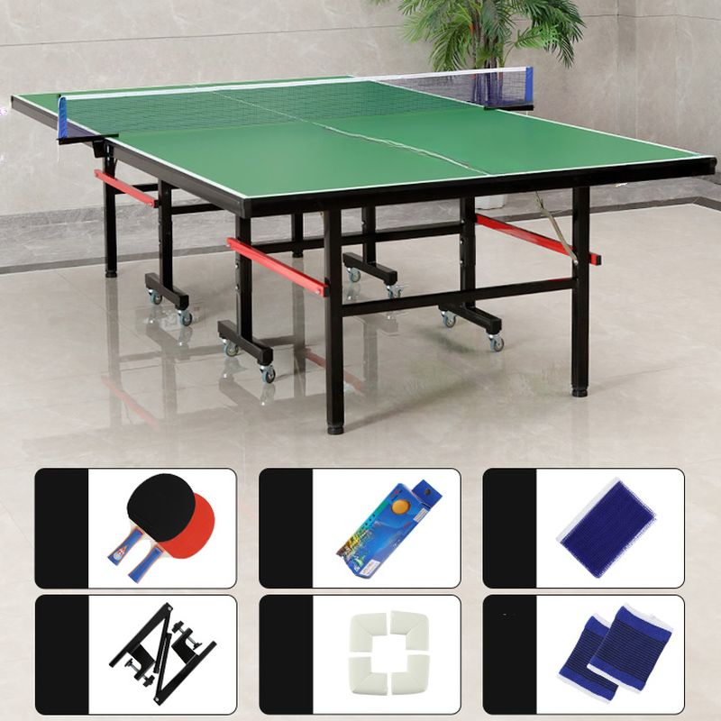 Dual-Tone Cerulean/Olive Green Indoor/Outdoor Ping Pong Table with Synthetic Laminate and Paddle