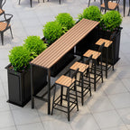 Modern Outdoor Table and Stool Set 1/5 Pieces Wood and Metal Rectangle Bistro Set