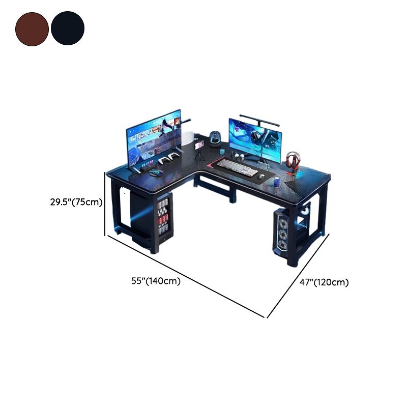 Minimalist L-Shape Gaming Computer Desk with H-Shape Base, Independent Structure, Wire Management, and Engineered Wood Top