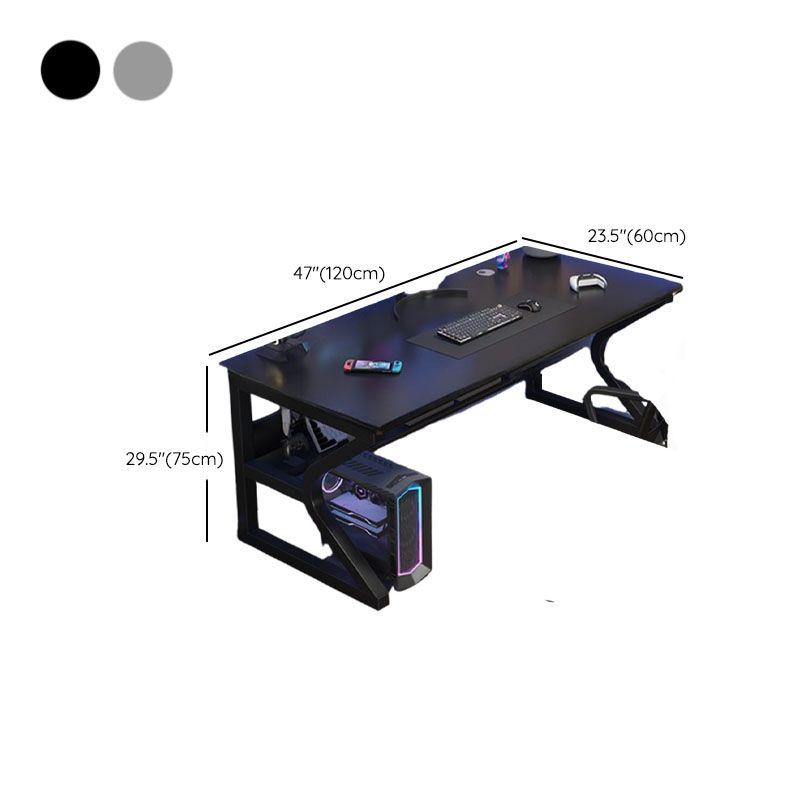 Minimalist Rust Resistant Gaming Computer Desk with Sled Base, Exterior Shelf, Wire Management, and Engineered Wood Top