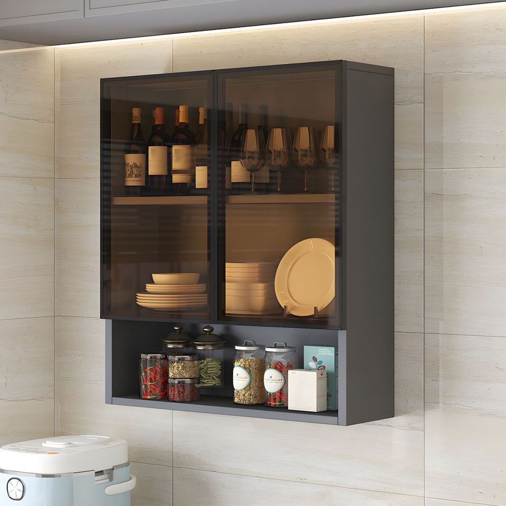 Modern Display Stand Wall Mounted Faux Wood Storage Cabinet for Dining Room