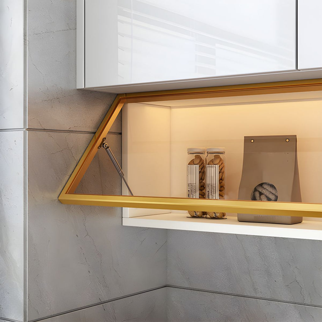 Modern Faux Wood Wall Mounted Display Cabinet with Glass Door