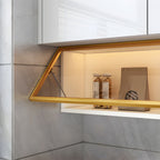Modern Faux Wood Wall Mounted Display Cabinet with Glass Door