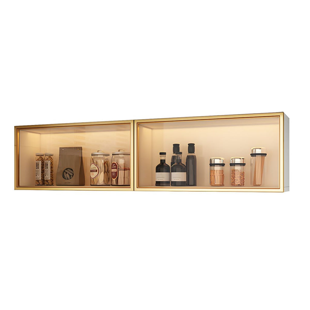 Modern Faux Wood Wall Mounted Display Cabinet with Glass Door