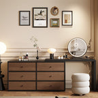 Modish Large Vanity Set with Reclaimed Wood Table Top, White Chair, 6 Drawers, and Light Up Mirror