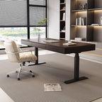 Odor Resistant T-Shape Base Table with 3 Drawers, Automatic Height Adjustment, Auburn Detached Top with Built-in Outlet in Natural Wood