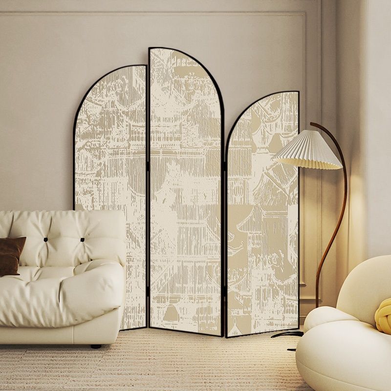 Screen Divider Minimalist Opaque Fold-up with Laminate Frame, 3 Panels, Double Sided Print, and Independent Design