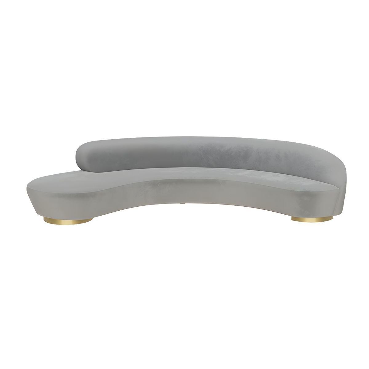 Modern Curved Sofa with Slopped Arm and Golden Base for Living Room