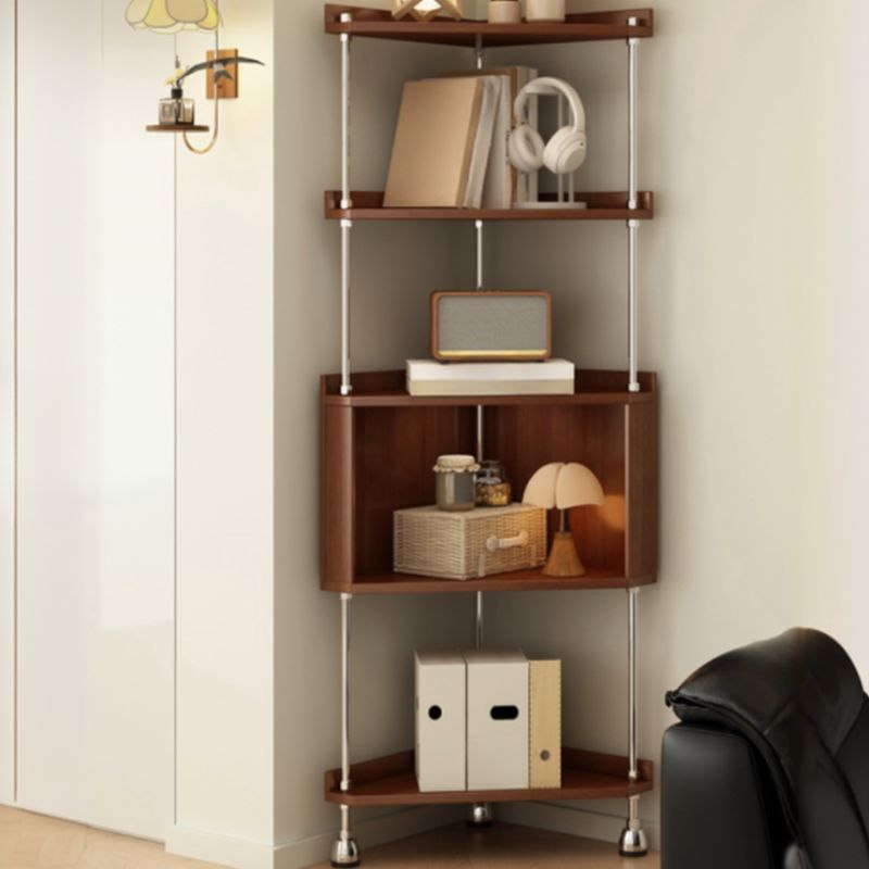 Modern Simple Style Nook Decorative Cabinet with 5/4 Exterior Shelves, Rubberwood Countertop, and Midnight Black/Sepia Top