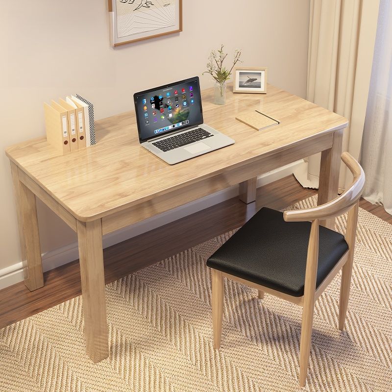 Casual Writing Desk with Easy Assembly, Moisture Resistant Parsons Base in Sepia/Natural, Unattached Rubberwood Top