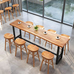 Modern 1/9 Pieces Bar Table Set Rectangle Pine Wood Counter Table with Stools for Cafe