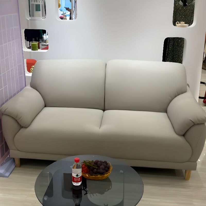 Trendy Solid Color Water Resistant Standard Sofa/Loveseat in Beige with Arm, Seats 3/4-seater/2 People