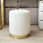 Art Deco Circular Solid Color Standard Ottoman in Dove Grey/Chalk/Peony
