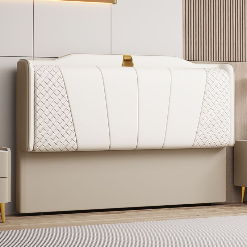 Trendy Panel Headboard in Natural Wood with No Distressing, Scooped Shape for Queen/Full Bed, Sponge Upholstery Fill, Standard Height