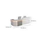L-Shape Manufactured Wood Top Reception Desk with Hutch, Desk Return, Filing Cabinet & Keyboard Tray