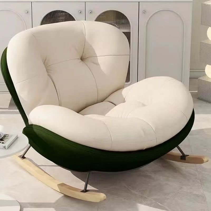 Contemporary Upholstered Rocking Armchair with Padded Flared Arm