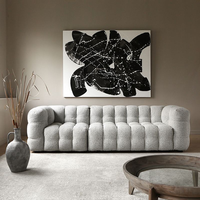 Contemporary Modern Solid Color Tear Resistant Standard Sofa in Ink/Light Gray/White for 3/4-seater