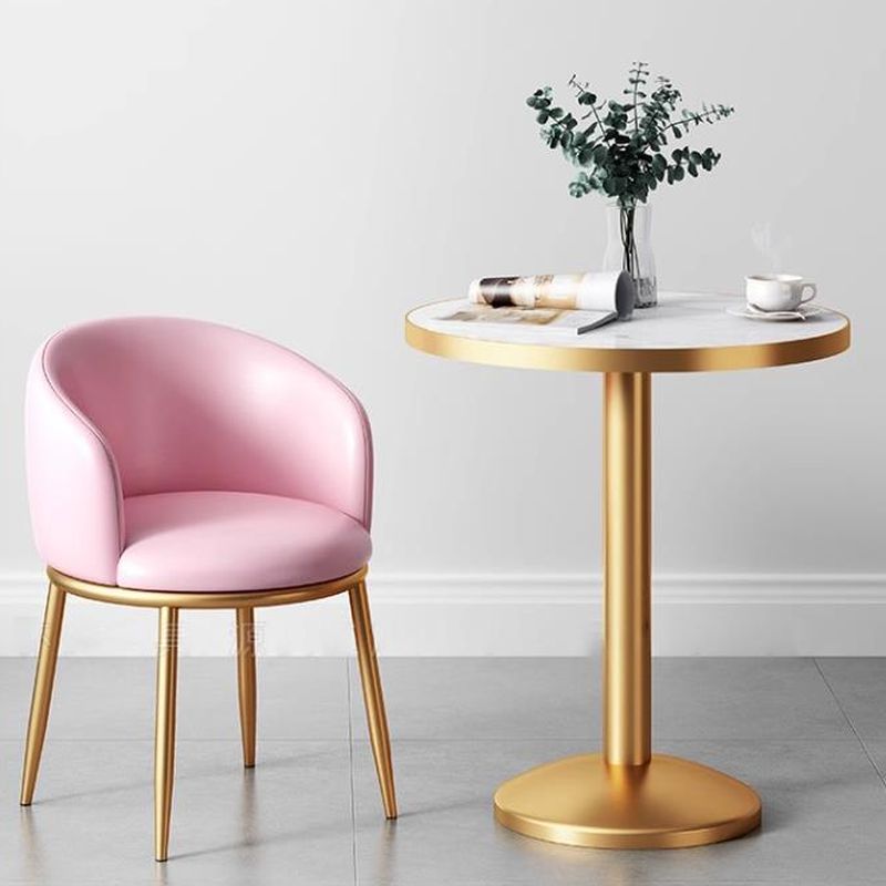 Glam Veneer Dining Table with Pedestal Base for 2 People, Scratch Resistant