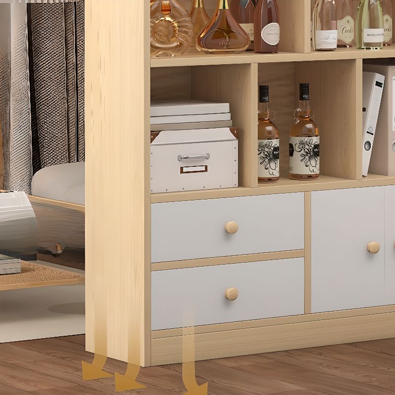 Sleek Wooden Cabinet Set with Receptacle Storage and Uncovered Storage