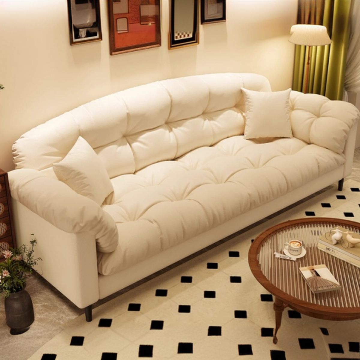 Modern Standard Sofa in Midnight Black/Dove Grey/White with Armrest