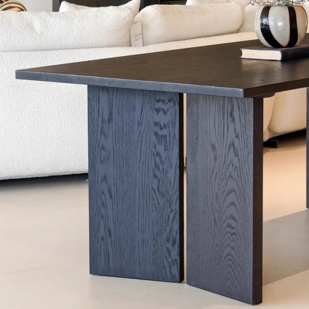 Modish Coal Solid Wood Dining Table with Legs, Fixed Mechanism, Scratch Resistant for 6-person Seat/Seats 4/Seats 10