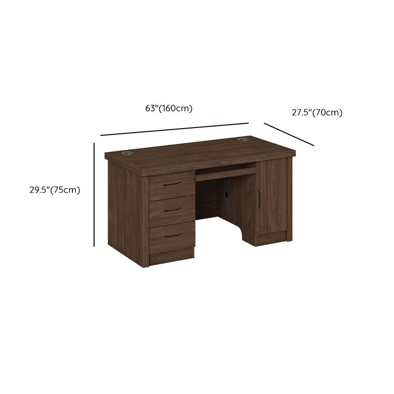 Double Pedestal/Single Pedestal Rainproof Executive Desk with Front Splash, Cable Management, Shelves, 1 Drawer/2 Drawers/3 Drawers and Cabinet