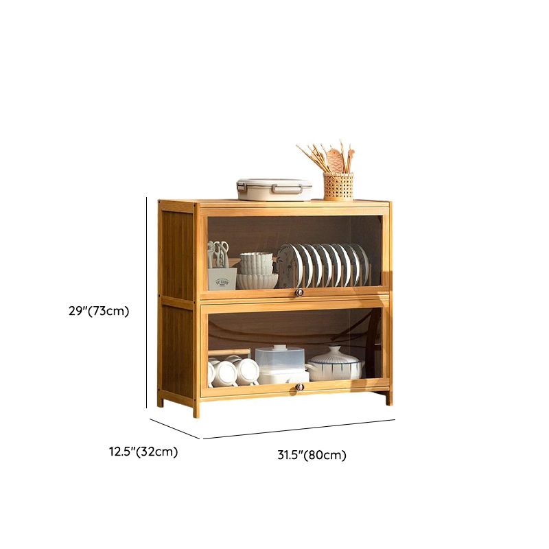 Natural Color Bambusa Standard Microwave Shelf Cabinet with 1-5 Cabinets, 1-5 Shelves, 1-5 Doors