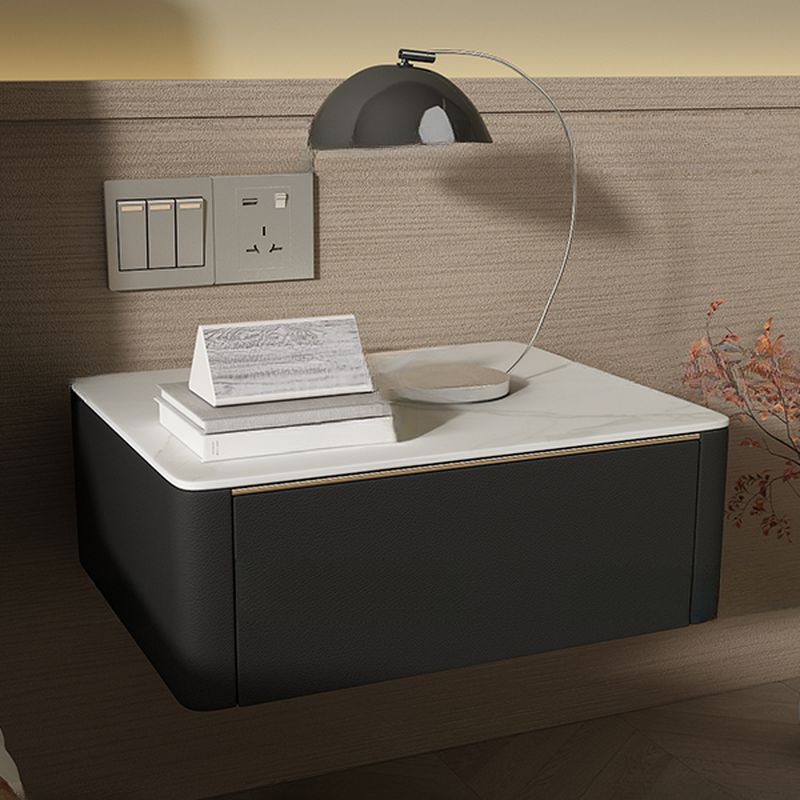 Organic Stone Countertop 1 Drawer Bedside Cabinet with Hanging Shelf