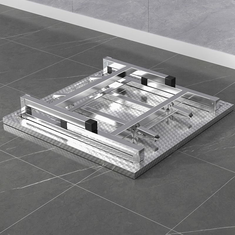 Silver Minimalist No Installation Required Square Folding Banquet Table with Slip-resistant Stainless Alloy Top