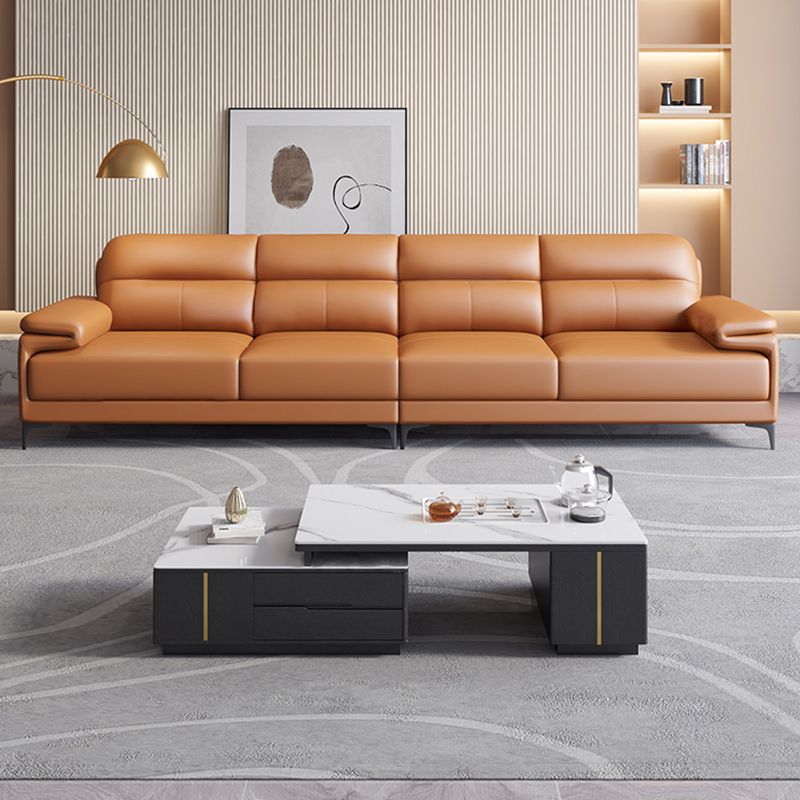 Cushion Back Sectional Sofa Modern Durable Leather Sofa for Living Room