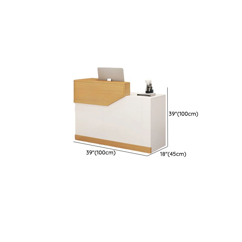 Rectangle Manufactured Wood Top Reception Desk with Locker, Hutch & Cable Management